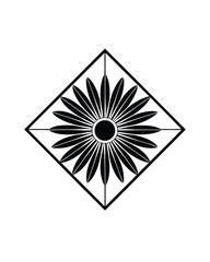 vintage rose ornament with curved stems and petals