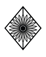 vintage rose ornament with curved stems and petals