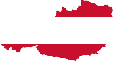 Map of Austria in red and white a simple vector silhouette representing the country for travel and national themes isolated on a white background