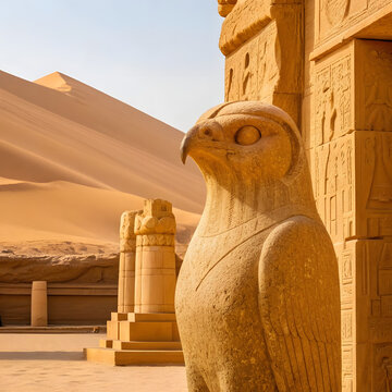 falcon headed stone statue
