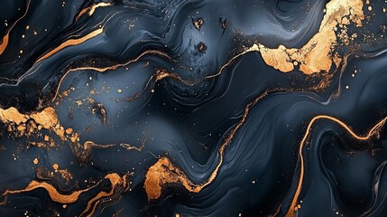 Black marble with gold veins, high contrast abstract design, luxury aesthetic .