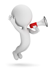 3d small people - shouts into a megaphone