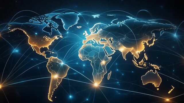 Global Network Connectivity and Data Exchange Across Continents.