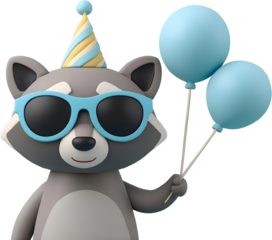 3D Raccoon with balloon