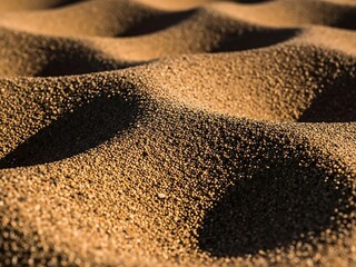 Rough Dry Dune Sand Closeup with Dramatic Shadows, Textured Natural Background
