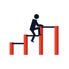 Man Climbing Steps of Growth Chart Flat Business Concept Illustration