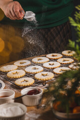 Linzer biscuits on a baking rack