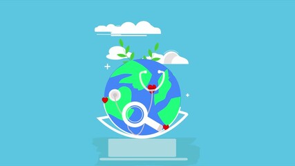 Global health check and research for future healthy life, safe earth and live happy life, animation clip