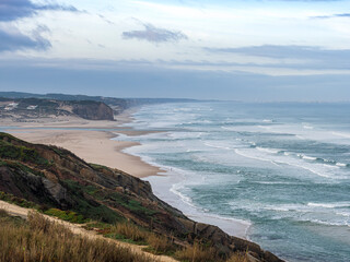 Foz do Arelho beach Atlantic Ocean waves breaking