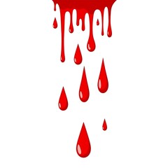 Dripping red blood illustration isolated on white background