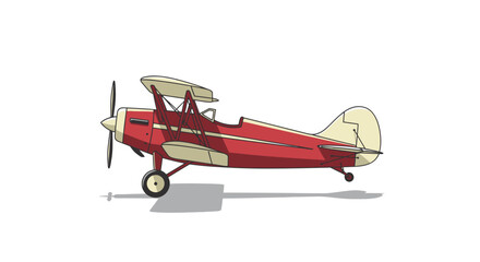 Vintage red biplane airplane illustration. © Jaka