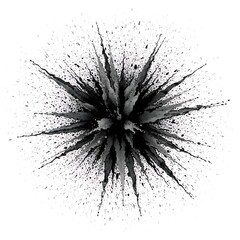 Black and white explosion effect isolated on white background