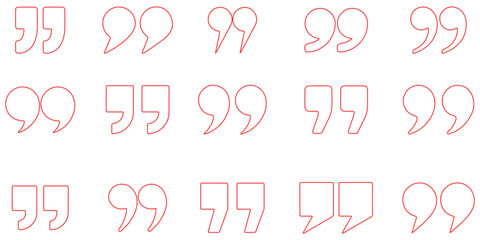 Quotations, Set of quote mark. Quotes icon vector set. Quote marks outline, speech marks, inverted commas or talking marks collection. Talk bubble speech icon. Black quotes icon. Vector illustration 