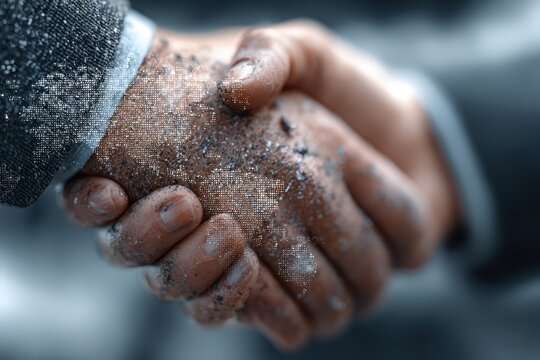 CIO handshake representing global connections and integration of finance, supply chain, HR, and logistics in ERP systems - Powered by Adobe