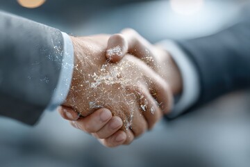 CIO handshake representing global connections and integration of finance, supply chain, HR, and logistics in ERP systems