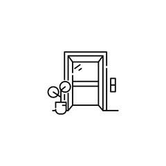 Elevator lift icon, entrance Symbol Outline icon Transparent background Editable Stroke