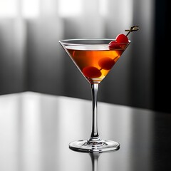 Elegant Cocktail in Martini Glass with Cherries