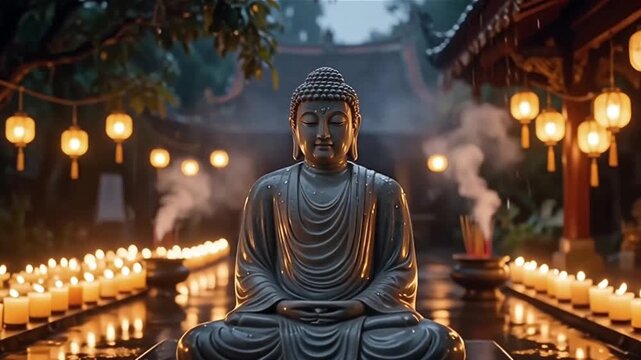 Buddha Meditating Peacefully Beneath a Bodhi tree