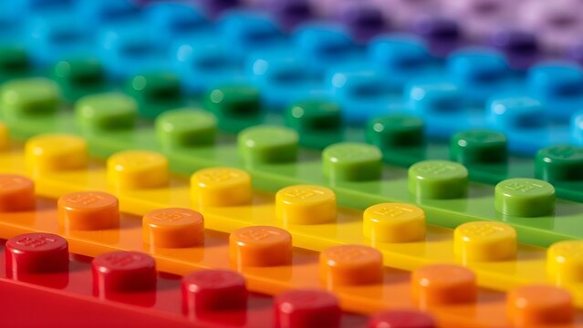 Vibrant Rainbow DUPLO Bricks Arranged in a Colorful Gradient Pattern, Childhood Play and Creativity