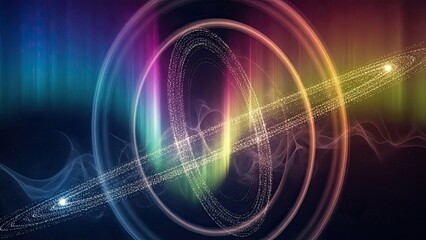 Obraz premium Vibrant neon light waves and swirling energy patterns in abstract digital art scene