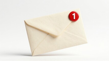 Beige envelope with red notification badge showing number one