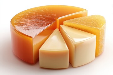 3D pie chart with yellow and orange segments for data visualization and business presentations on a transparent background with high quality