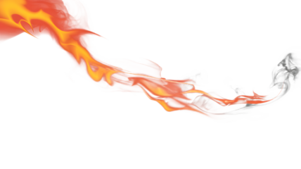 Vibrant orange flames with smoke on Transparent  background