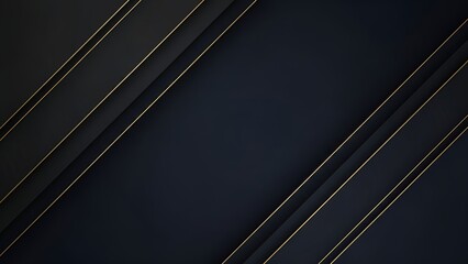 Modern Abstract Dark Blue and Black Background with Golden Diagonal Lines Luxury Geometric Design