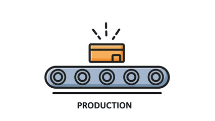 Conveyor Belt with Box in Production Line.