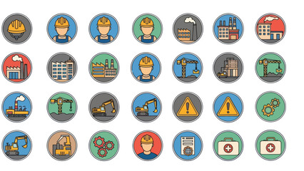 Collection of Various Industry Icons and Symbols.