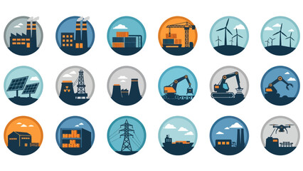 Collection of Industrial Icons and Symbols.
