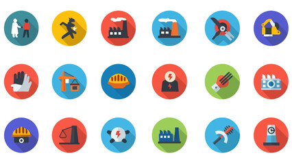 Collection of Various Colored Icons and Symbols.