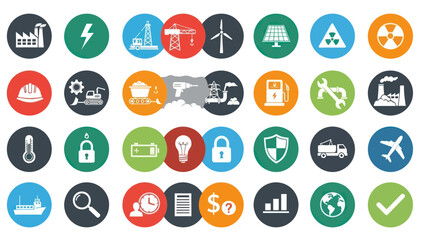 Collection of Various Business and Technology Icons.
