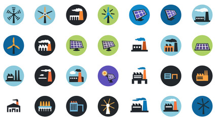 Collection of Renewable Energy Icons Symbols.