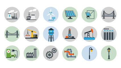 Collection of Industrial Icons and Symbols.