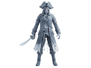 Fototapeta premium Detailed pirate action figure with sword and hat, isolated on transparent background