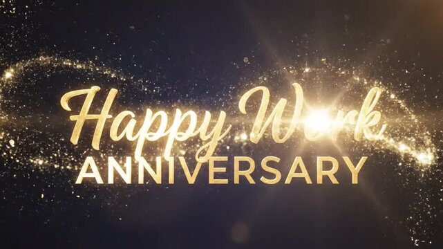 Golden Happy Work Anniversary Wishes with Sparkle and Shine