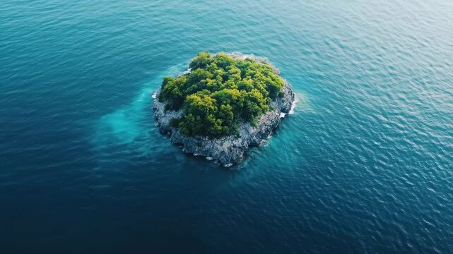Small Tropical Island Surrounded by Turquoise Waters off the Coast at Midday With Lush Green Vegetation