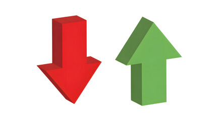 Green arrow pointing up and red arrow pointing down in contrasting directions