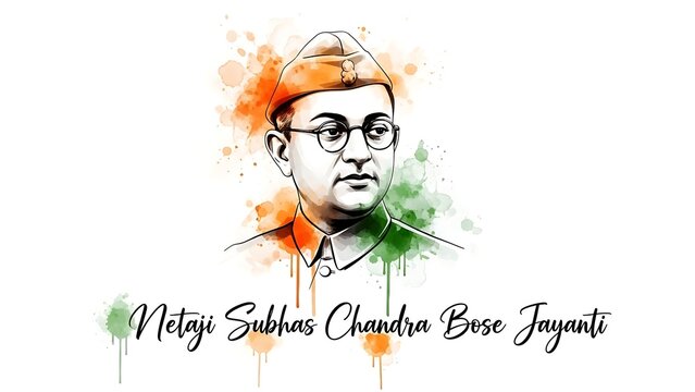 Netaji subhas chandra bose jayanti illustration