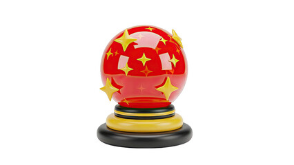 3D Render of a Red Orb with Stars on a Pedestal