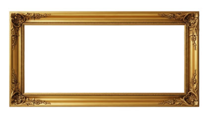 Gold Ornate Decorative Frame Rectangular White Background Luxury Elegant_00x.png