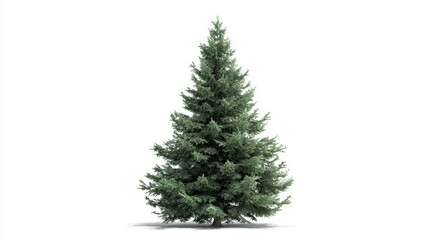 Fototapeta premium Lush evergreen pine tree on white background.