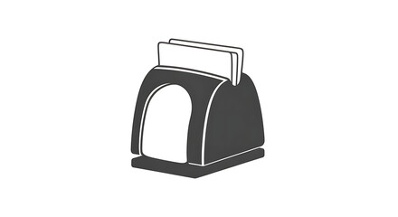 A simple black and white illustration of a toaster on a plain background