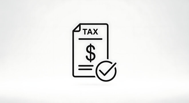A simple icon of a tax document with a checkmark indicating approval or completion