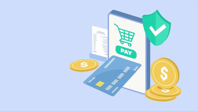 Mobile Online Payment Illustration With Smartphone And Shopping Cart 1
