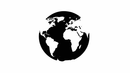 Black silhouette of planet Earth globe showing continents.