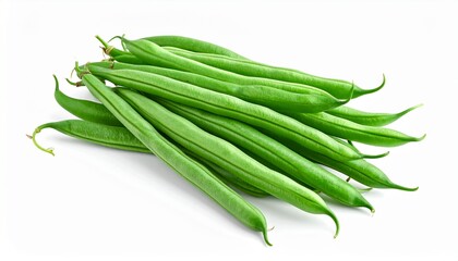 Fresh green beans in a pile, macro view. Ideal for recipes, healthy eating concepts, food blogs, farm fresh products, nutrition.