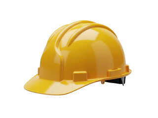 Fototapeta premium Bright yellow hard hat for construction and industrial safety, protective headgear for workers, helmet for building sites isolated on transparent background