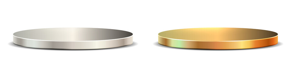 PNG Gold silver podium realistic 3d luxury metallic stage platform on isolated transparent pedestal for award winner presentation and product display